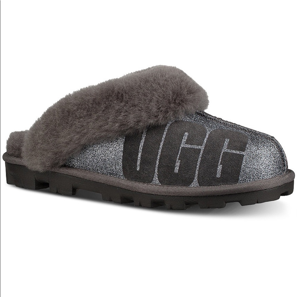Charcoal sparkling coquette UGG slippers
